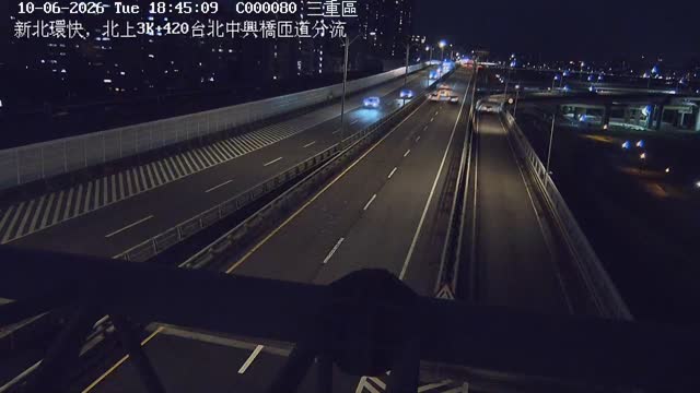 新北環快，北上3K+420台北中興橋匝道分流