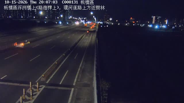 板橋區浮洲橋上(路燈桿上)，環河道路上方近樹林